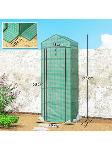 Outsunny Gewächshaus 69L x 49B x 193H cm Grün