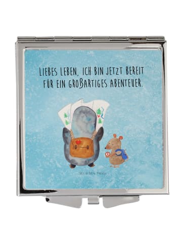 Mr. & Mrs. Panda Taschenspiegel Pinguin & Maus Wanderer mit Spruch in Eisblau