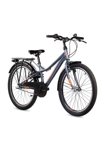 S'COOL Kinderfahrrad - troX 24 Zoll 3-Gang | ab 8 Jahre - Dark Grey/Aqua