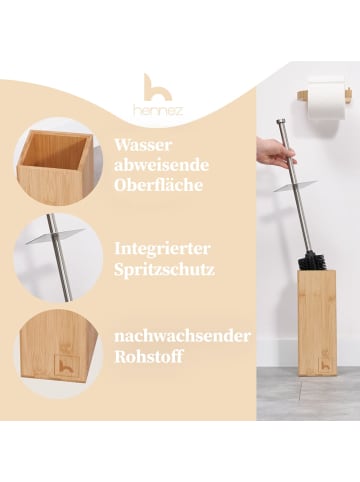 HENNEZ HENNEZ Toilettenbürste Silikon mit Bambus Bürstenhalter - antibakteriell