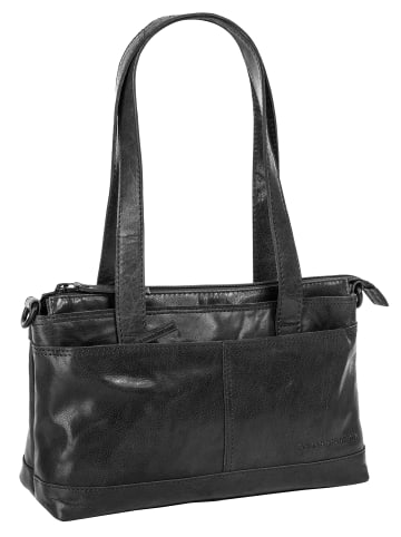 SPIKES & SPARROW Handtasche echt Leder in schwarz
