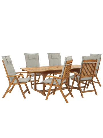 Beliani 7-tlg Gartentisch Set JAVA in Braun/Grau