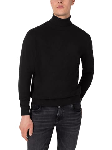 Timezone Rollkragenpullover Rippstrick Ellenbogen-Patch in Schwarz-2