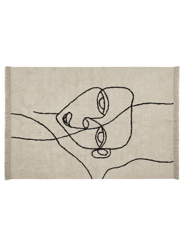 Beliani Kurzflor NURU in Beige/Schwarz - (W) 140 x (H) 1.2 x (L) 200 cm