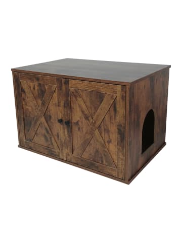 relaxdays Katzenschrank in Dunkelbraun - (B)80 x (H)50 x (T)53 cm