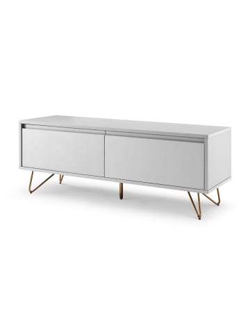 SalesFever Lowboard mit Schublade und Klappfach Metallbeine und MDF matt lackiert in Weiß
