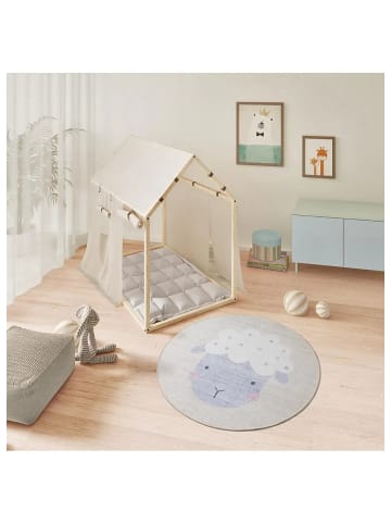 Atticgo Waschbarer Kinderteppich CANDY rund in creme
