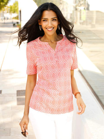 Sieh an! Kurzarmshirt in flamingo-ecru-bedruckt