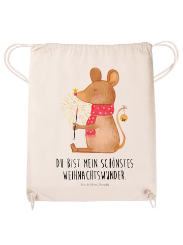 Mr. & Mrs. Panda Sportrucksack Maus Weihnachten mit Spruch in Creme