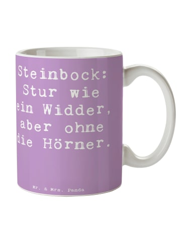 Mr. & Mrs. Panda Pott Spruch Steinbock Entschlossen mit Spruch in Lavendeltraum