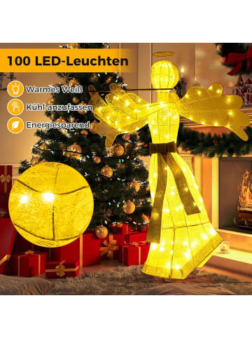 COSTWAY 150cm Weihnachtsengel beleuchtet in Gold