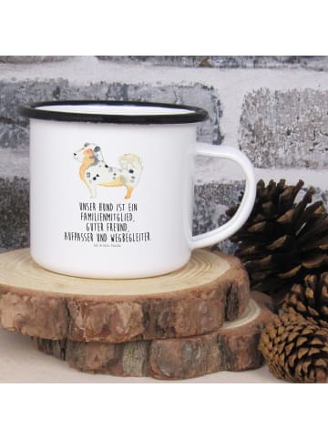 Mr. & Mrs. Panda XL Emaille Tasse Hund Australien Shepherd mit S... in Weiß