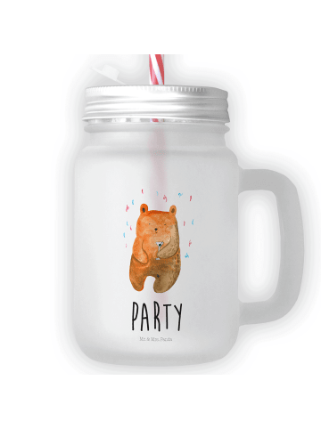 Mr. & Mrs. Panda Glas Für Smoothies Bär Party mit Spruch in Transparent
