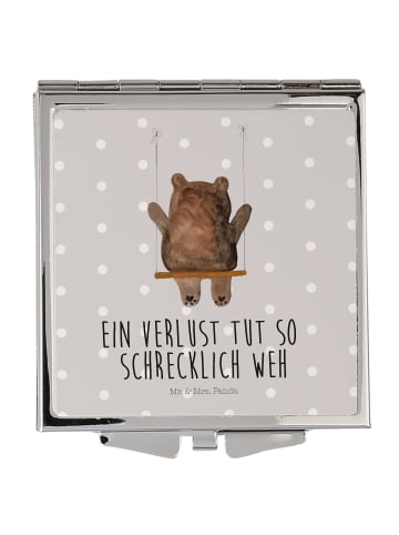 Mr. & Mrs. Panda Handtaschenspiegel quadratisch Bär Schaukel mit... in Grau Pastell