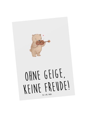 Mr. & Mrs. Panda Grußkarte Geige Freude mit Spruch in Weiß