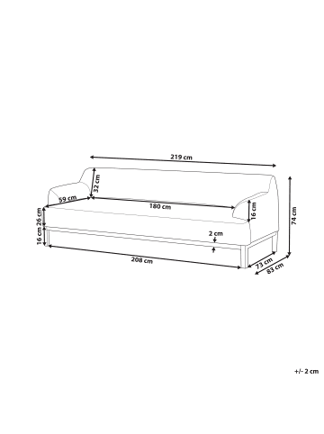Beliani 3-Sitzer Sofa SOSJO in Weiß/Braun - (W) 219 x (H) 74 x (L) 83 cm