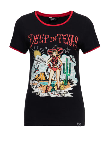 Queen Kerosin Queen Kerosin Contrast T-Shirt Deep in Texas in schwarz