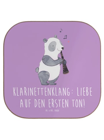 Mr. & Mrs. Panda Holzuntersetzer Klarinette Liebe mit Spruch in Lavendeltraum