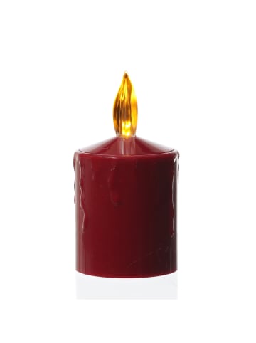 MARELIDA 2x LED Mini Kerze Grabkerze für Laternen mit Sensor H: 11,5cm in rot