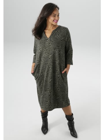 Aniston PLUS Jerseykleid in beige-schwarz