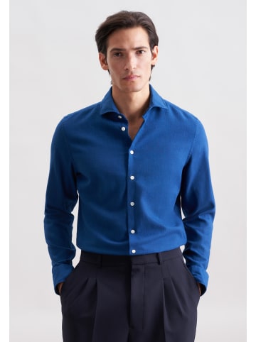 Seidensticker Flanellhemd Slim in Dunkelblau