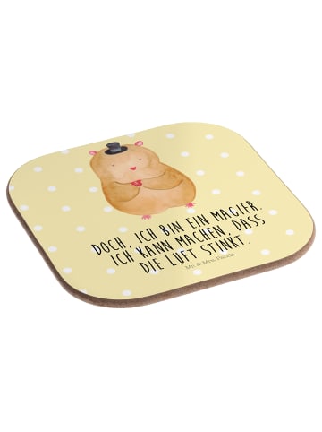 Mr. & Mrs. Panda Untersetzer Hamster Hut mit Spruch in Gelb Pastell