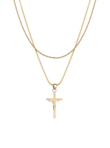 KUZZOI Halskette 925 Sterling Silber Kreuz in Gold