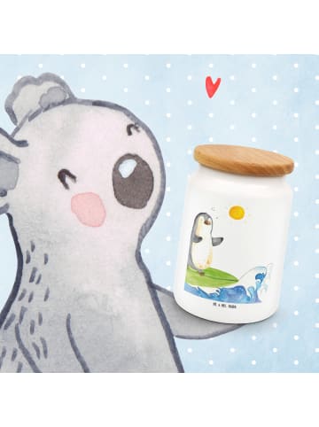 Mr. & Mrs. Panda Teedose Pinguin Surfer ohne Spruch in Weiß