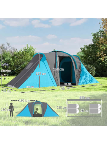 Outsunny Tunnelzelt in Blau 555L x 225B x 190H cm