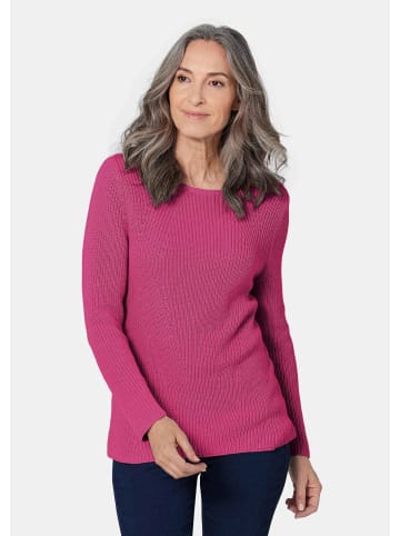 GOLDNER Kurzgröße: Figurschmeichelnder Baumwoll-Pullover in pink