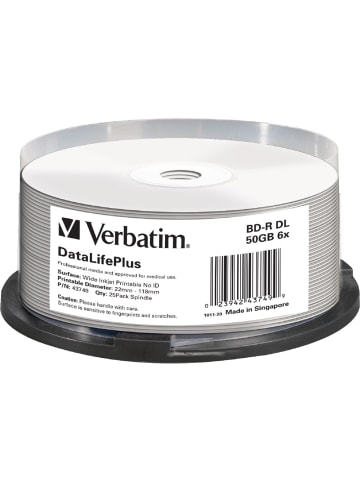 COFI 1453 Verbatim BD-R DL 50GB/1-6x Cakebox (25 Disc) in Weiß
