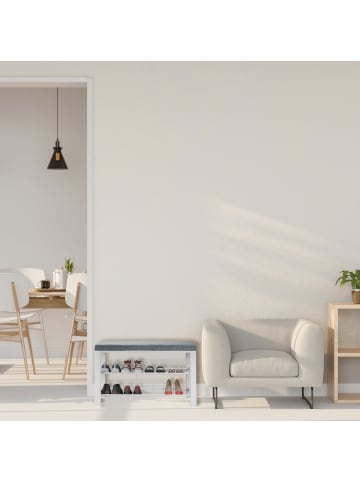 relaxdays Schuhbank in Grau/ Weiß - (B)82 x (H)50,5 x (T)33 cm