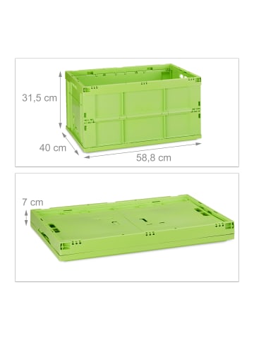 relaxdays 5x Transportbox in Grün - 60 l