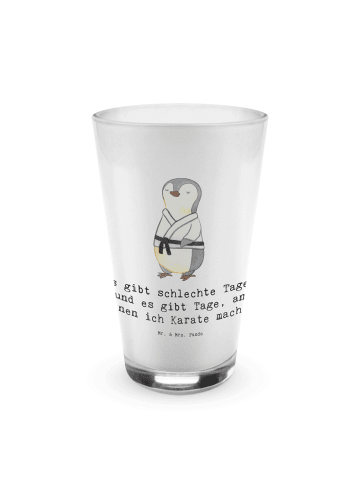 Mr. & Mrs. Panda Trinkglas Pinguin Karate mit Spruch in Transparent