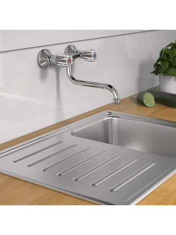 Franz Joseph Schütte BRILLANT Wand-Spültischarmatur, Chrom