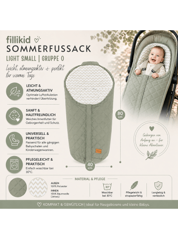 fillikid Sommerfußsack Light Small Gruppe 0 Exklusiv in Salbei