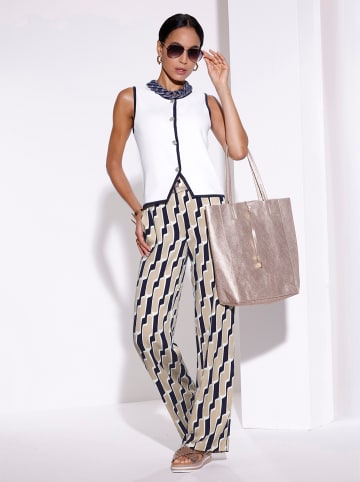creation L Palazzohose in beige-marine-bedruckt