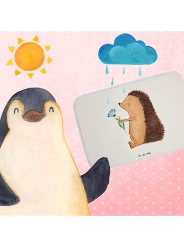 Mr. & Mrs. Panda Teppich Bad Igel Blumen ohne Spruch in Weiß