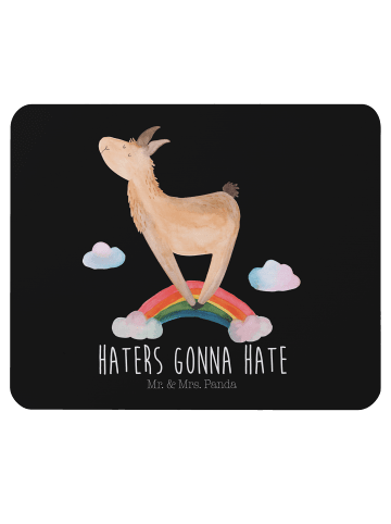 Mr. & Mrs. Panda Mouse Pad Lama Regenbogen mit Spruch in Schwarz
