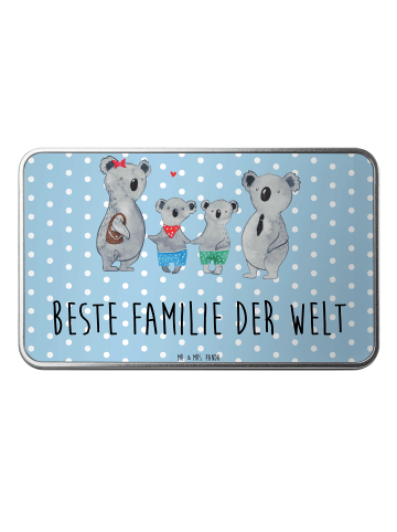 Mr. & Mrs. Panda Metalldose Koala Familie zwei mit Spruch in Blau Pastell