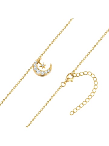 Rafaela Donata Kette Mond/Stern aus Sterling Silber mit Zirkonia in gelbgold