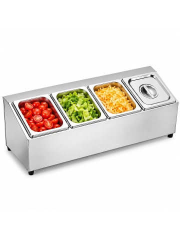 relaxdays Zutatenbehälter "4 Fächer" in Silber - (B)69 x (H)21,5 x (T)22,5 cm