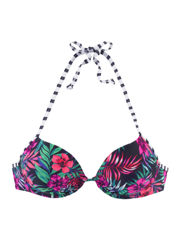 Venice Beach Push-Up-Bikini-Top in marine-bedruckt