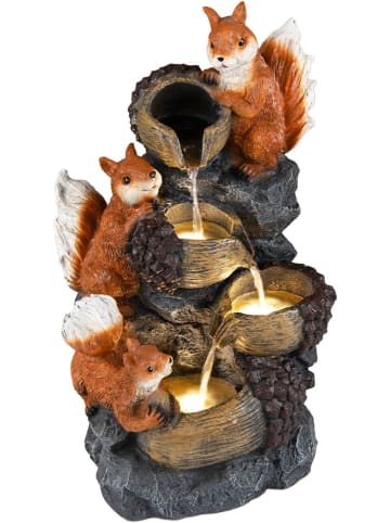 COSTWAY Gartenbrunnen mit Pumpe & LED Beleuchtung 34x25x59 cm in Grau