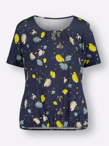 WITT WEIDEN Rundhalsshirt in nachtblau-limone-bedruckt