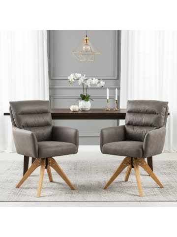 DUBI Möbel 2er-Set: Drehstuhl Mika-Juna in Taupe - (B)59 x (H)94 x  (T)66 cm