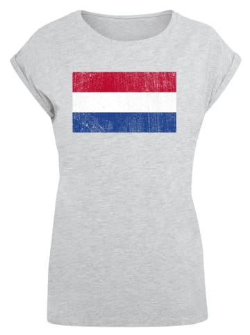 F4NT4STIC T-Shirt Netherlands NIederlande Holland Flagge distressed in grau meliert