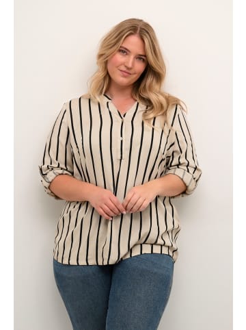 KAFFE curve Langarm-Bluse KCsida in Feather Gray / Black Stripe