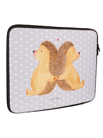 Mr. & Mrs. Panda Laptop Tasche Igel händchenhaltend ohne Spruch in Grau Pastell