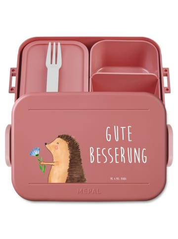 Mr. & Mrs. Panda Bentobox Igel Blumen Motiv mit Spruch in Rot Pastell